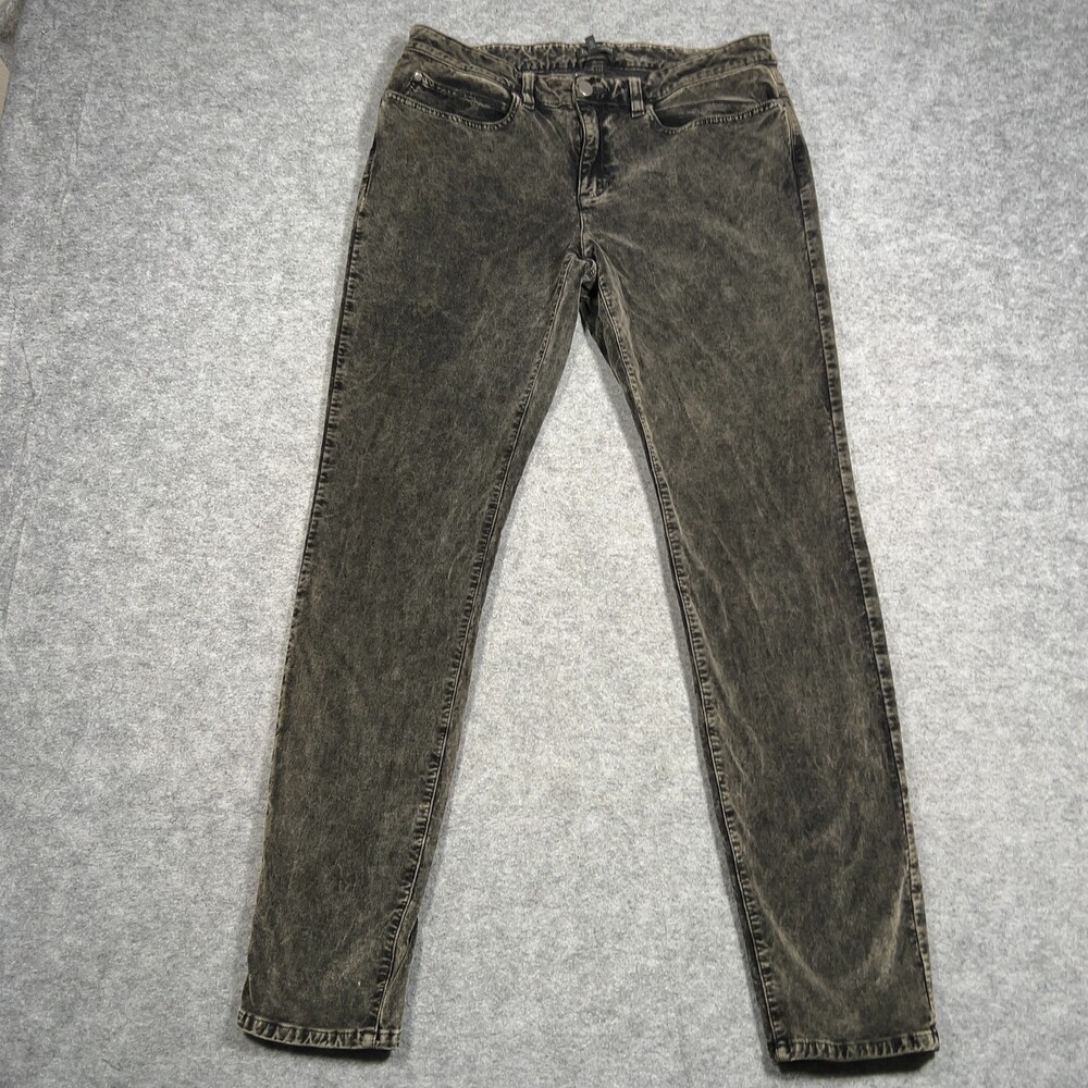 EILEEN FISHER Jeans Womens L Gray Black Green Acid Wash Skinny Stretch Denim